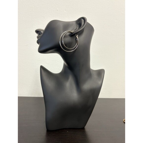 Vintage Black Double Hoop Leverback Earrings - Picture 2 of 14